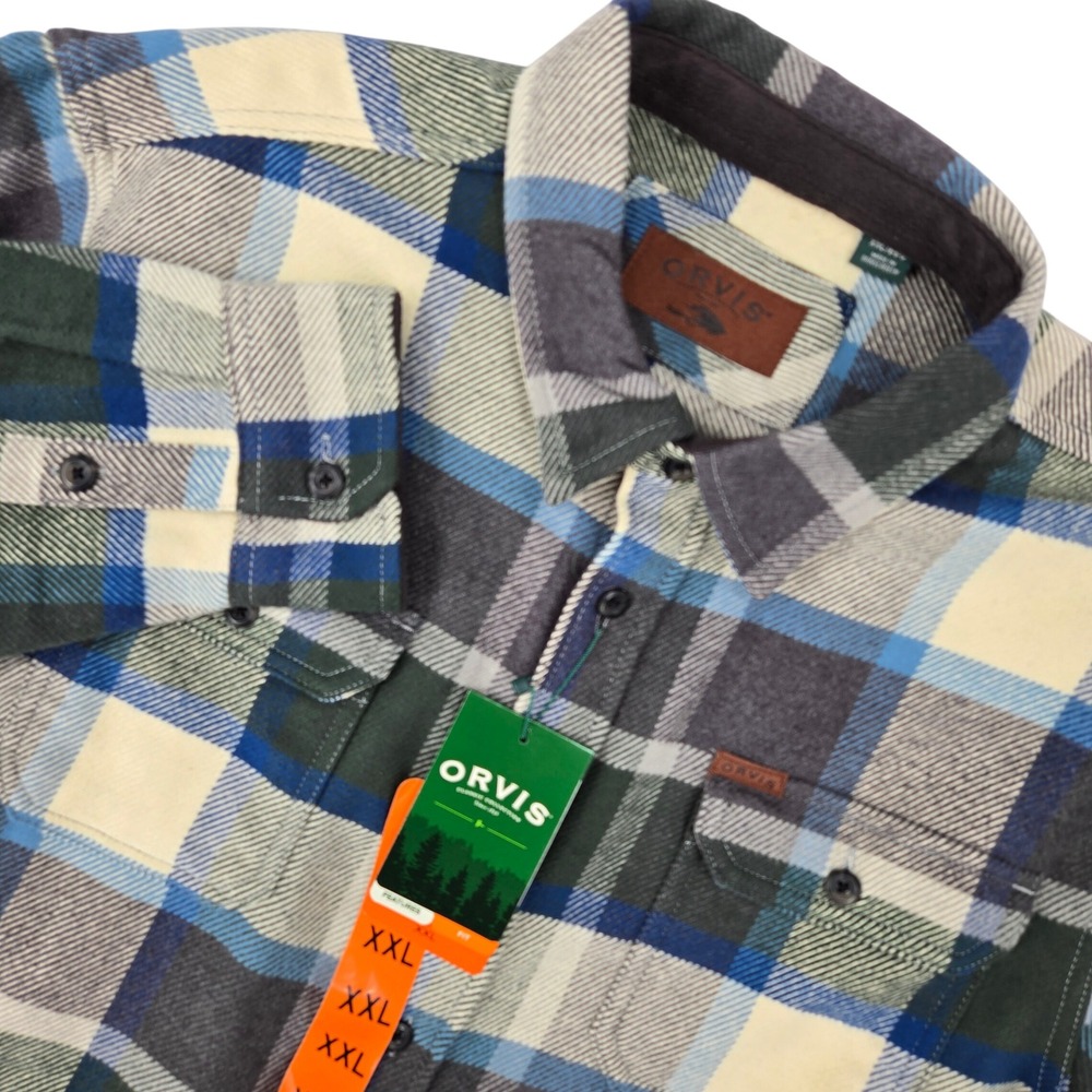 Orvis New XXL Pinestreet Plaid Flannel Button Down Shirt Mens Outdoor Shacket‎